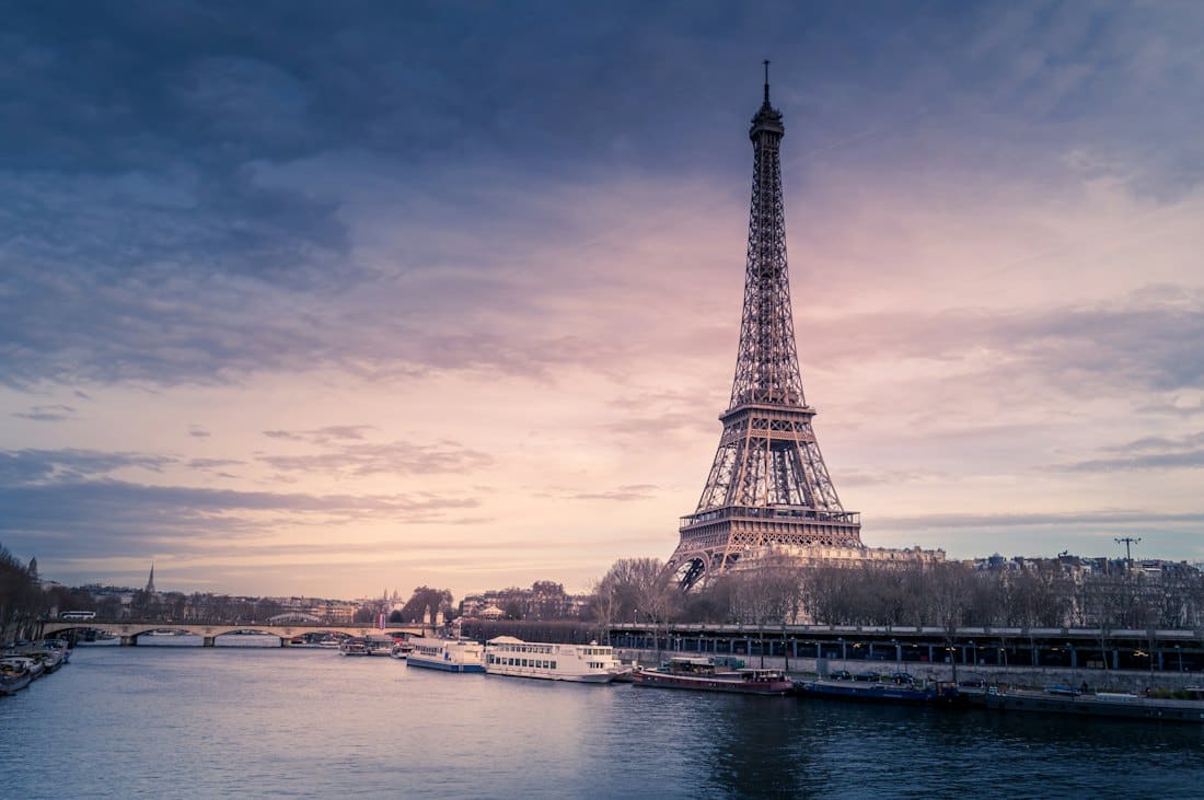 Eiffel Tower and the Seine river at twilight